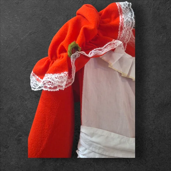 Vintage 1960s 1970s 3 pieces Red Mrs. Clause Christmas Hostess Maxi Dress M/L - Picture 7 of 11